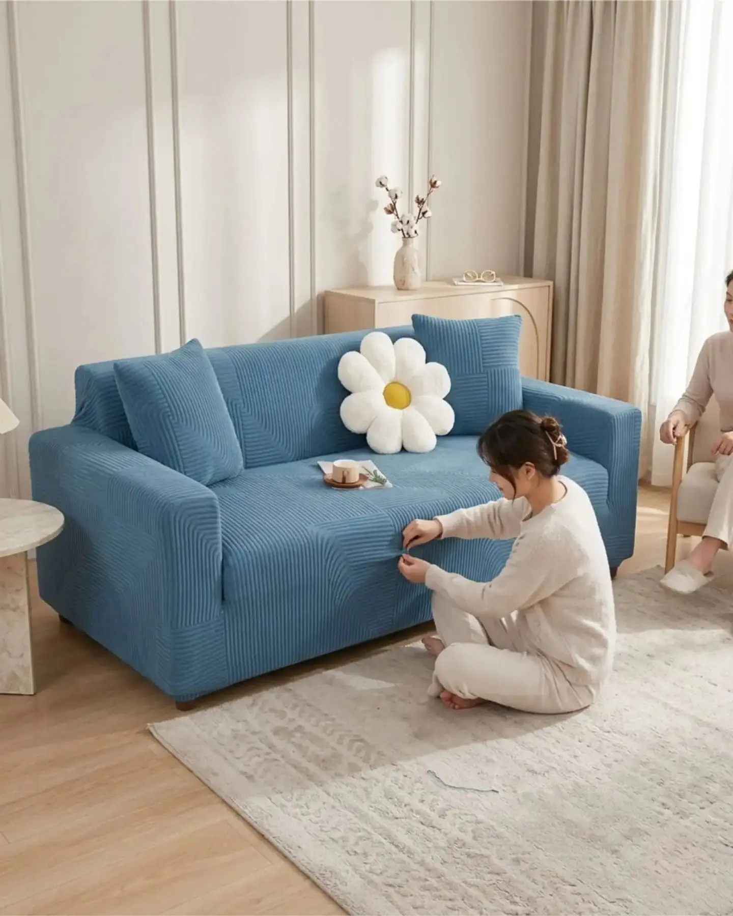 Funda De Sofa 1 Cuerpo Tela Polar Elastico Suave 2