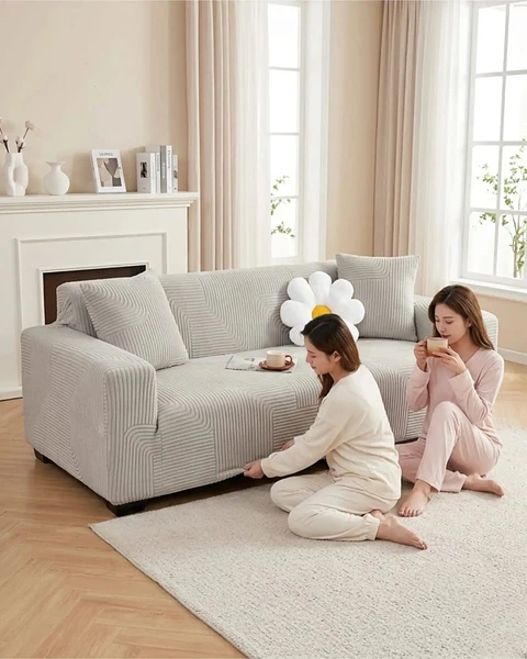 Funda De Sofa 3 Cuerpos Tela Polar Elastico Suave