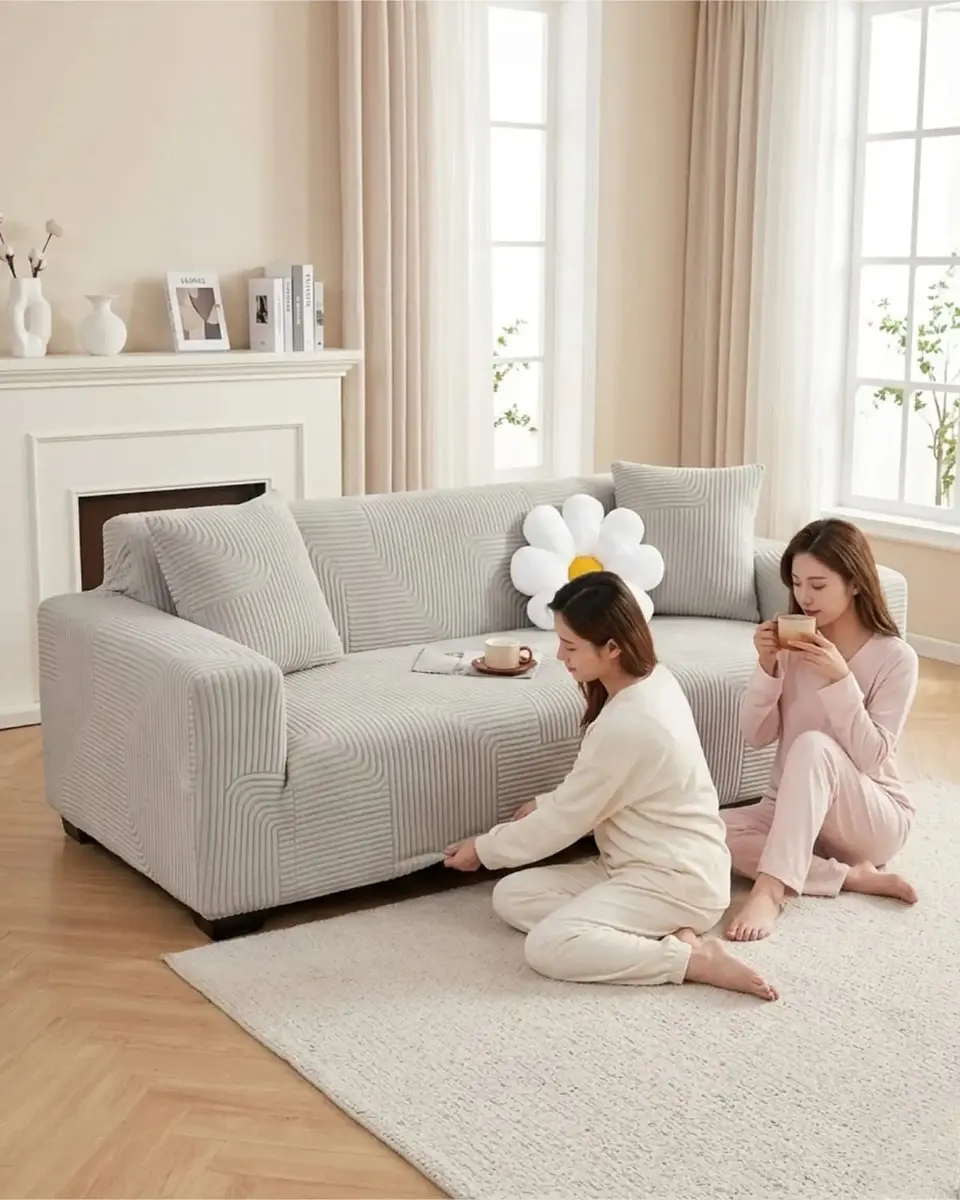 Funda De Sofa 3 Cuerpos Tela Polar Elastico Suave 2