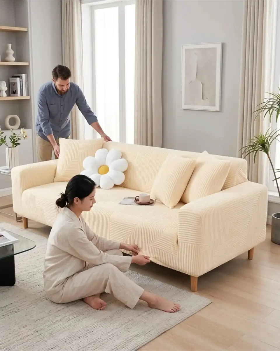 Funda De Sofa 4 Cuerpos Tela Polar Elastico Suave 4