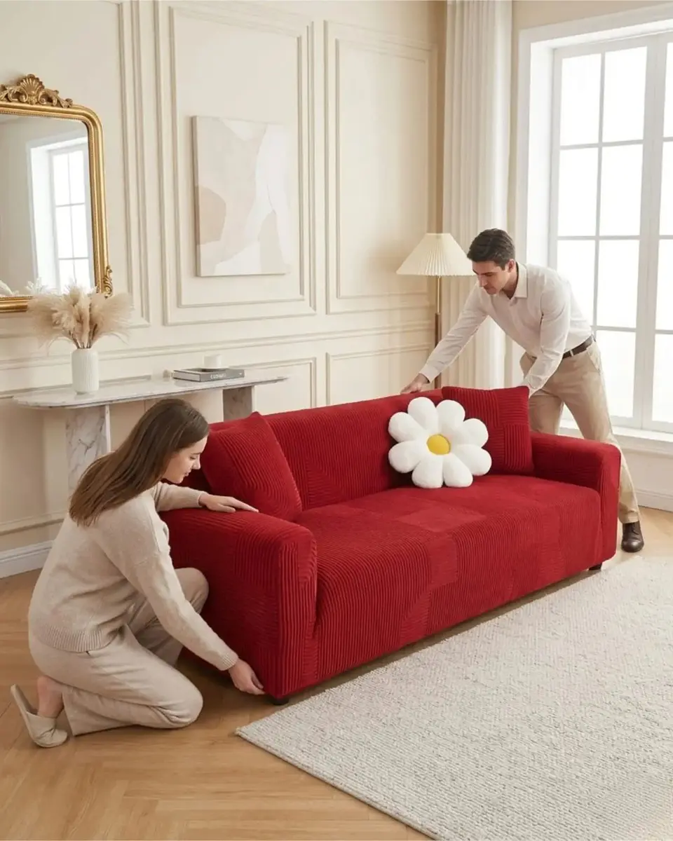 Funda De Sofa 4 Cuerpos Tela Polar Elastico Suave 3