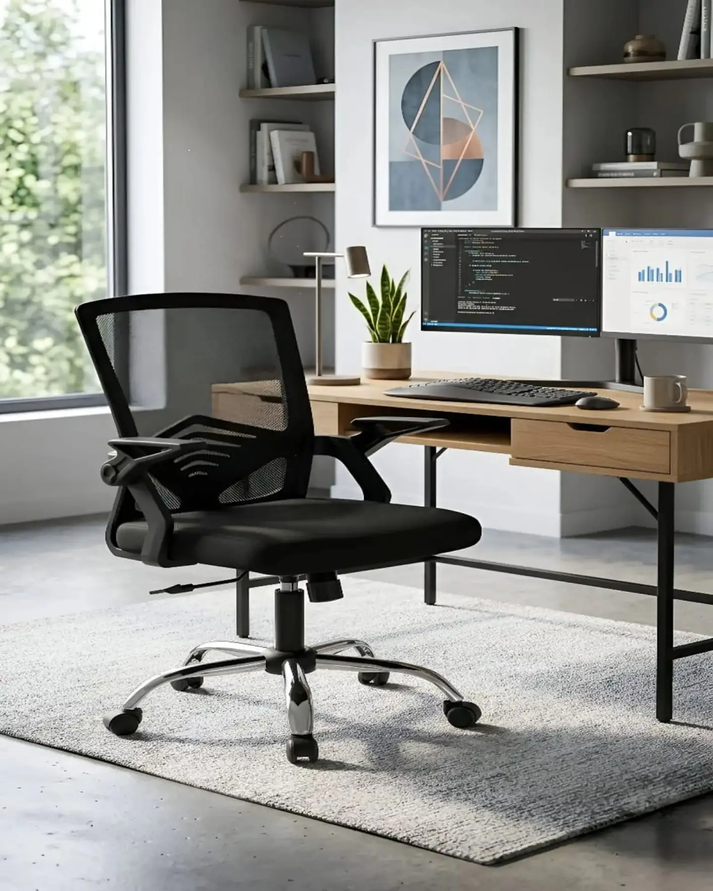 Silla de Escritorio Ergonómica con Apoyabrazos Abatibles 2