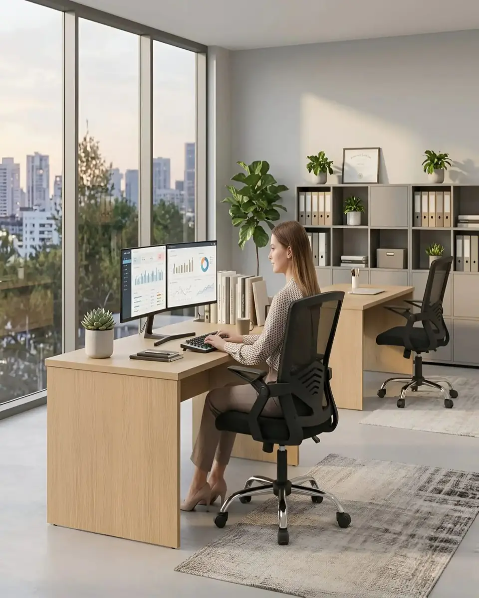 Pack 2 Sillas de Escritorio Ergonómicas con Apoyabrazos Abatibles 5