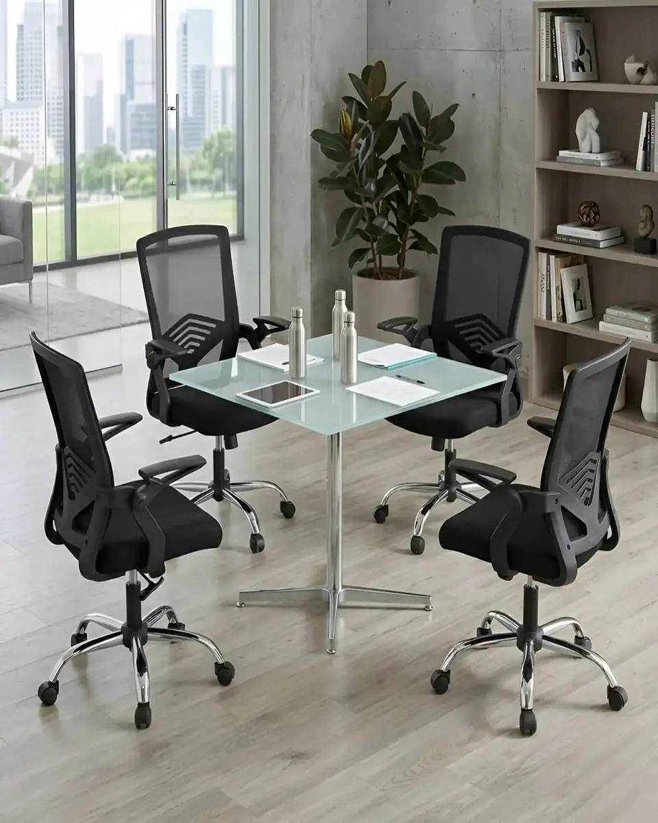 Pack 4 Sillas de Escritorio Ergonómicas con Apoyabrazos Abatibles 1