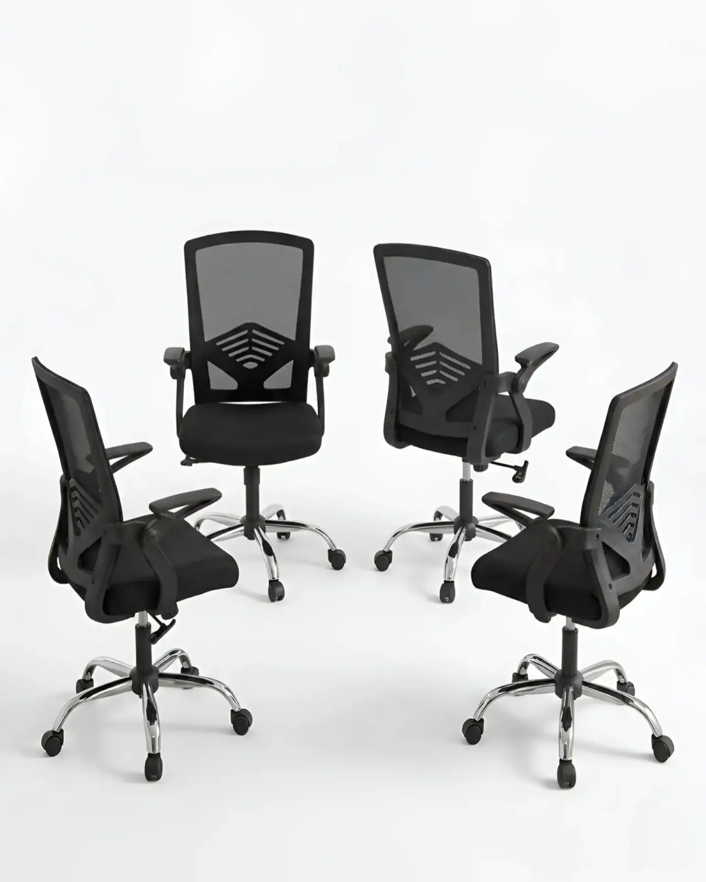 Pack 4 Sillas de Escritorio Ergonómicas con Apoyabrazos Abatibles 3