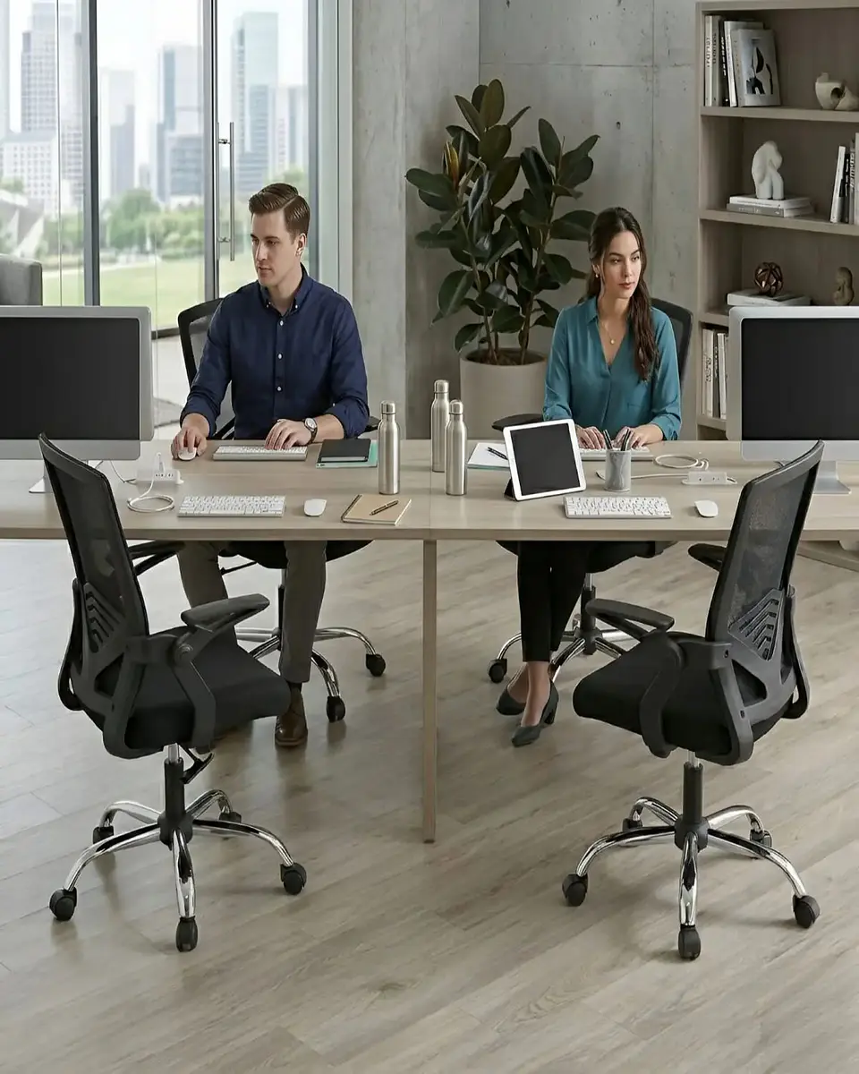 Pack 4 Sillas de Escritorio Ergonómicas con Apoyabrazos Abatibles 5