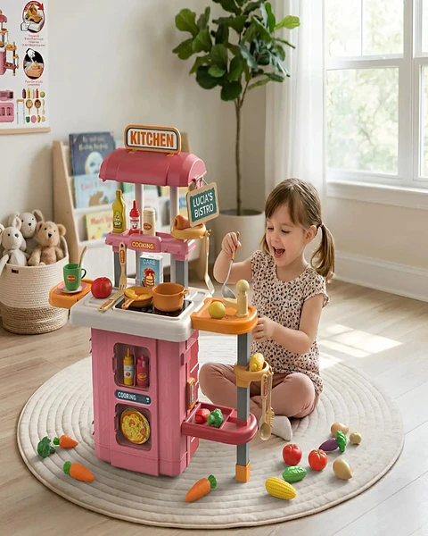 Set Cocina De Juguete 3 En 1 Mobile Kitchen Maleta Con Accesorios
