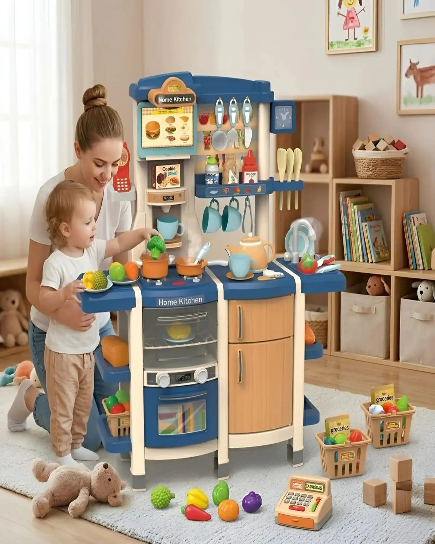 Cocina De Juguete Infantil Home Kitchen 66 Piezas Con Sonido Y Agua 100cm 4