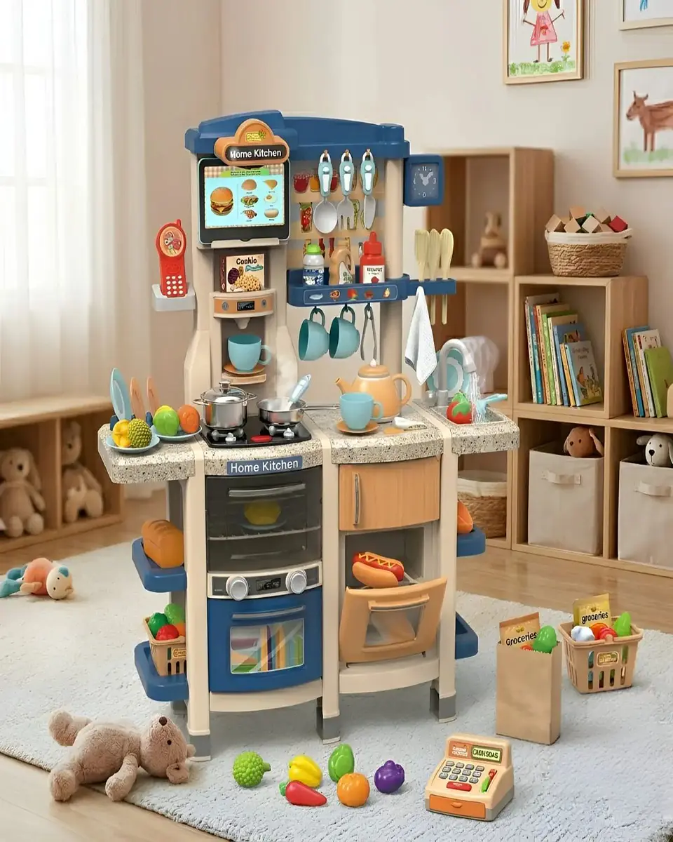Cocina De Juguete Infantil Home Kitchen 66 Piezas Con Sonido Y Agua 100cm 5