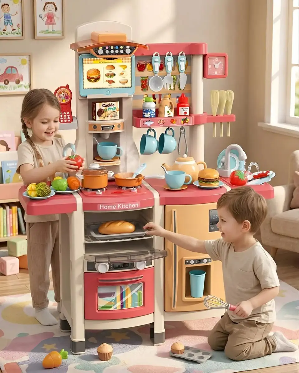 Cocina De Juguete Infantil Home Kitchen 66 Piezas Con Sonido Y Agua 100cm 1