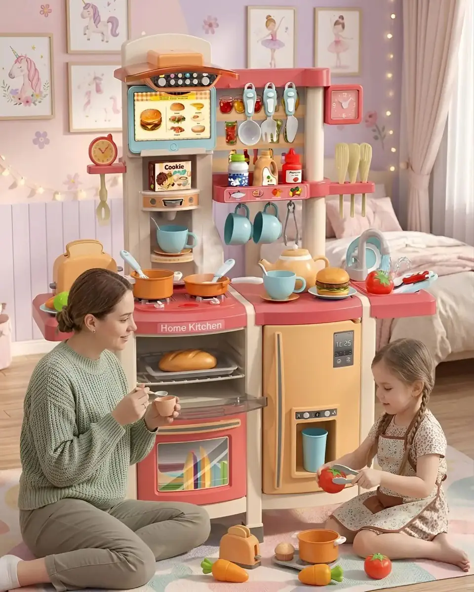 Cocina De Juguete Infantil Home Kitchen 66 Piezas Con Sonido Y Agua 100cm 3