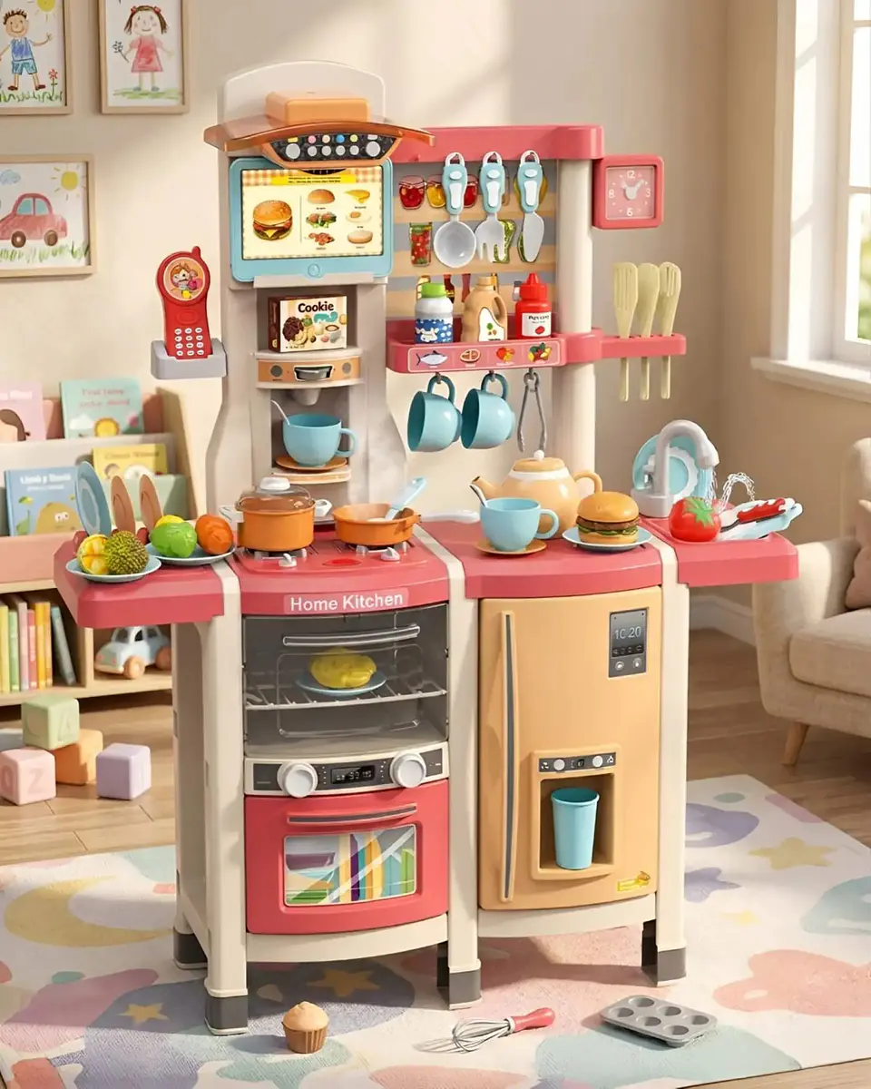 Cocina De Juguete Infantil Home Kitchen 66 Piezas Con Sonido Y Agua 100cm 4