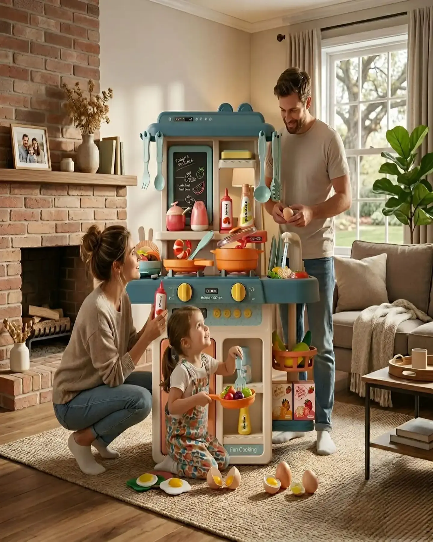 Cocina de Juguete Infantil 55 Piezas con Luz Sonido y Agua 63 cm Azul 3