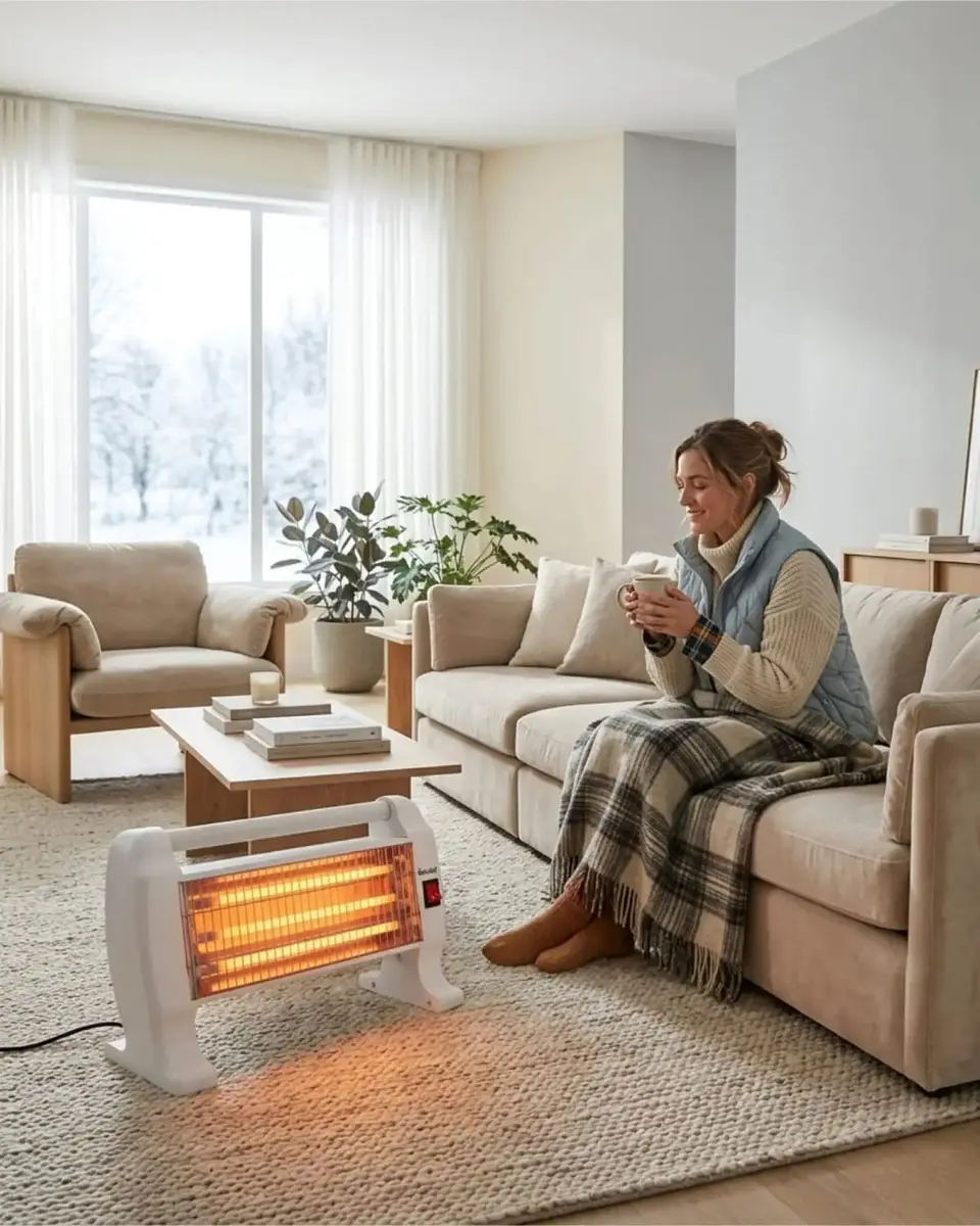 Estufa Calefactora De Cuarzo Kendal Kc-1200 Blanco 1200w 1