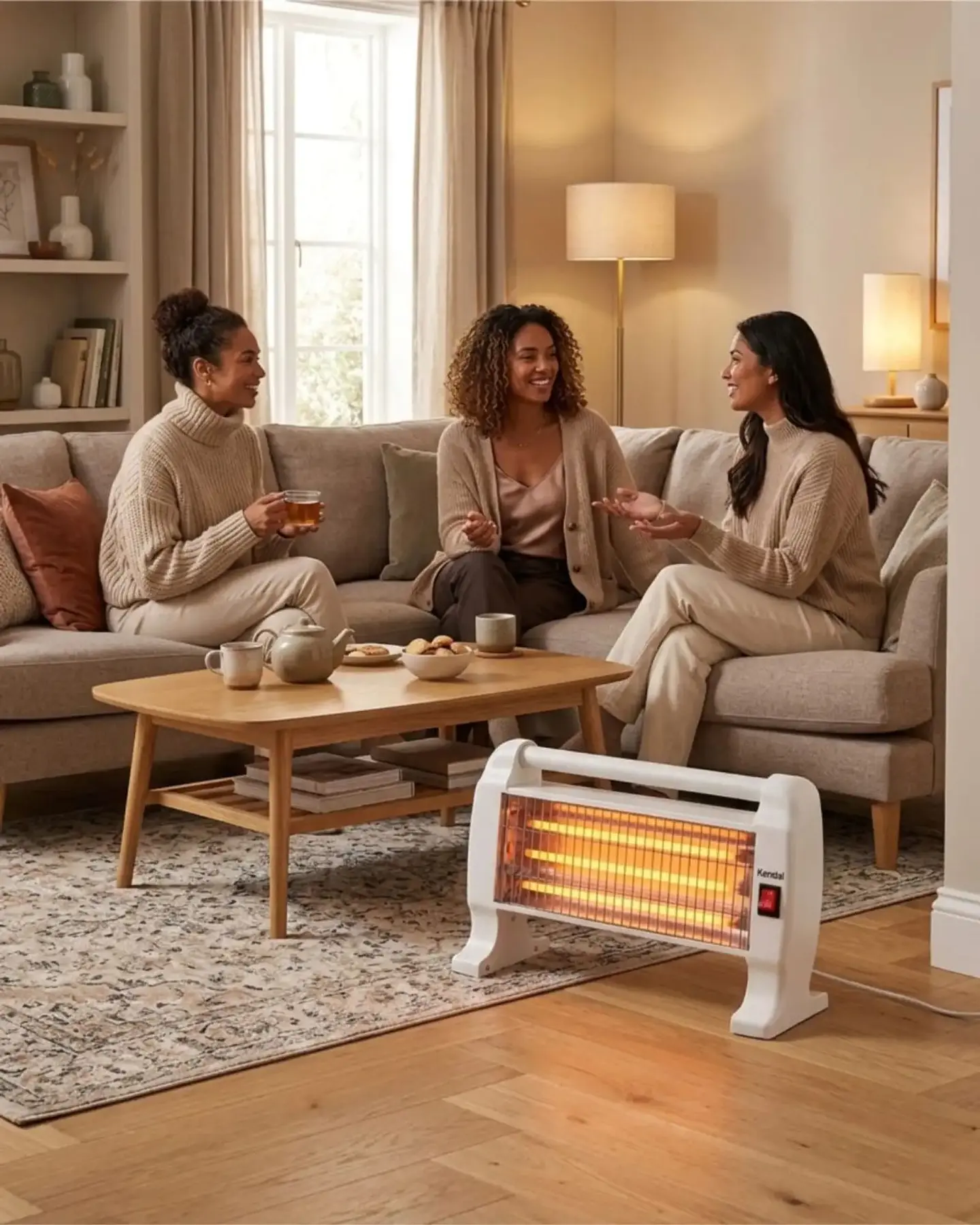 Estufa Calefactora De Cuarzo Kendal Kc-1200 Blanco 1200w 2