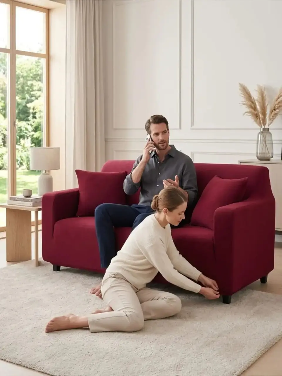 Funda De Sofá Elasticada Efecto Tapizado 360° - 3 Cuerpos 5