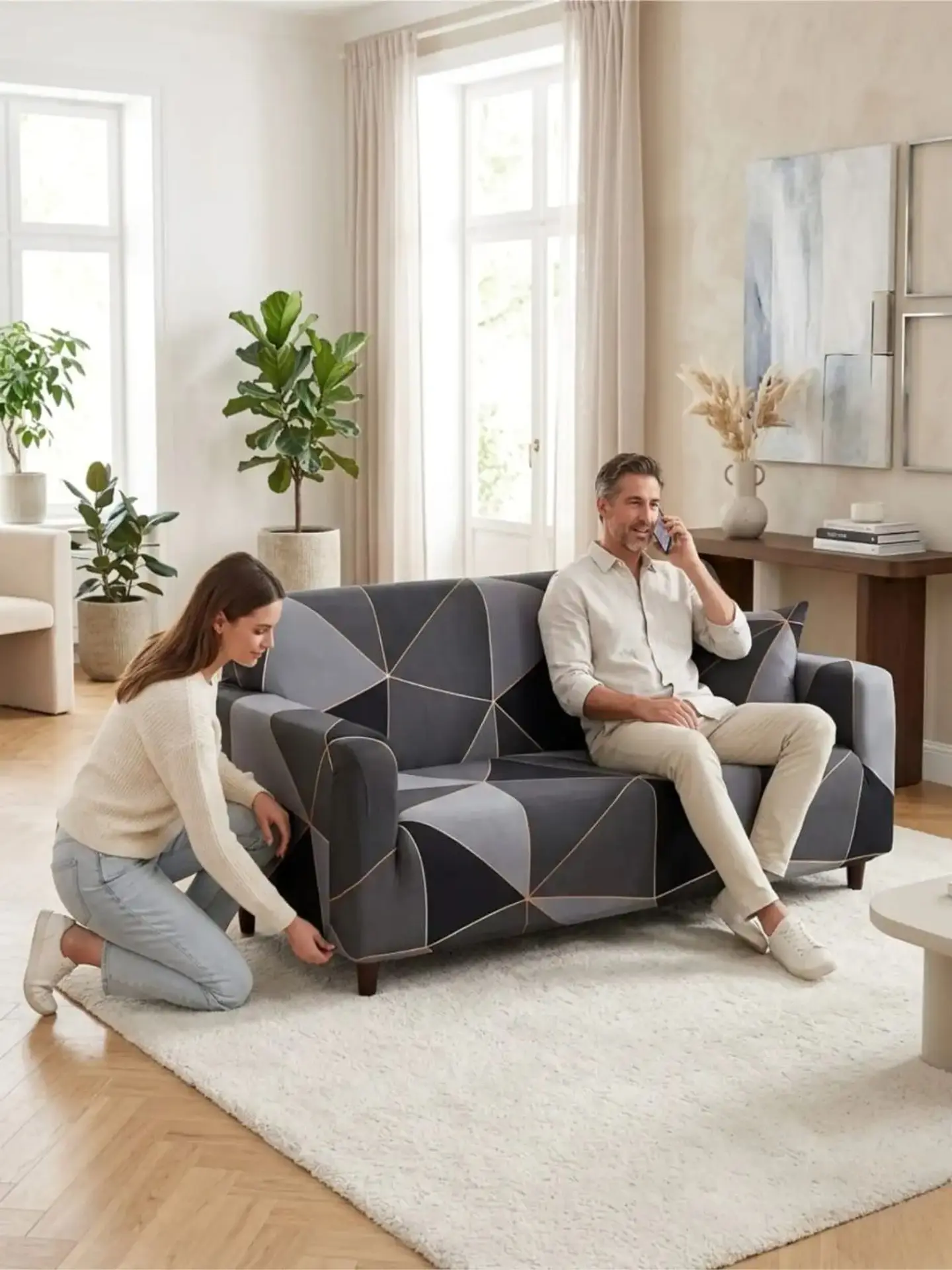 Funda De Sofá Elasticada Efecto Tapizado 360° - 4 Cuerpos 7