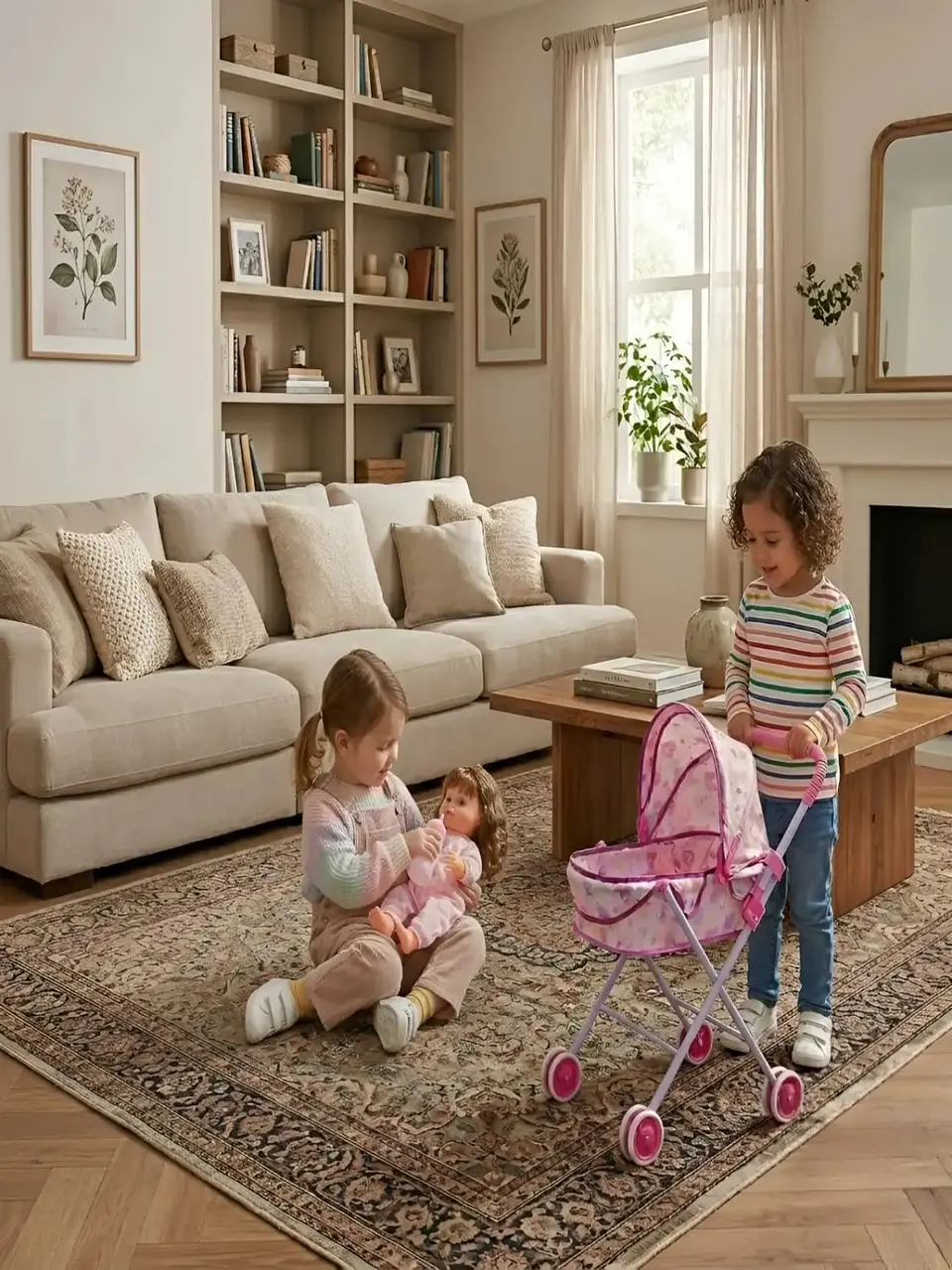 Set Muñeca Interactiva con Coche Moisés Plegable 6