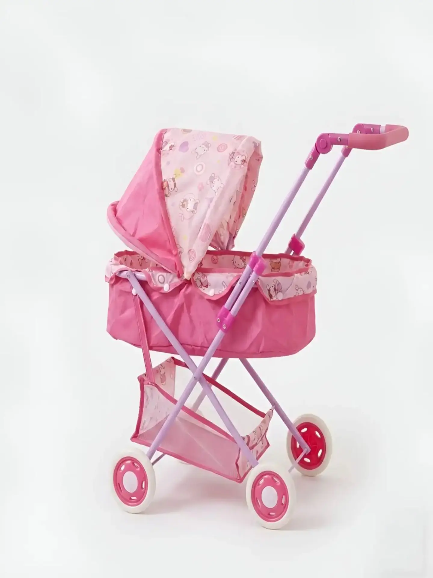 Coche para Muñecas Tipo Moisés con Canasto y Toldo Ajustable 3