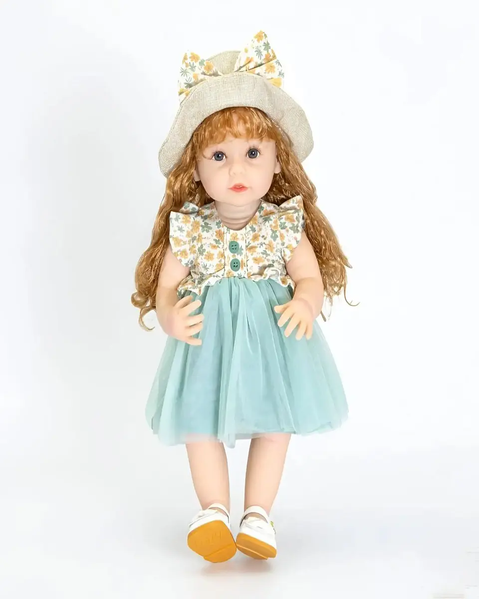 Muñeca Baby Realista 55cm - Vestido Floral y Sombrero 6