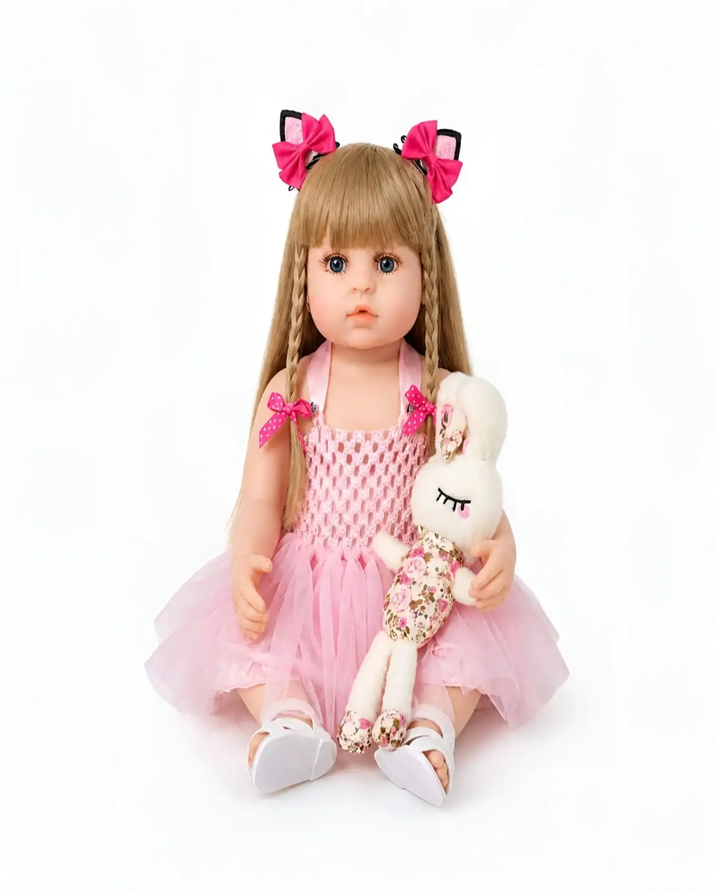 Muñeca Reborn Realista con Accesorios y Peluche de Conejo 6