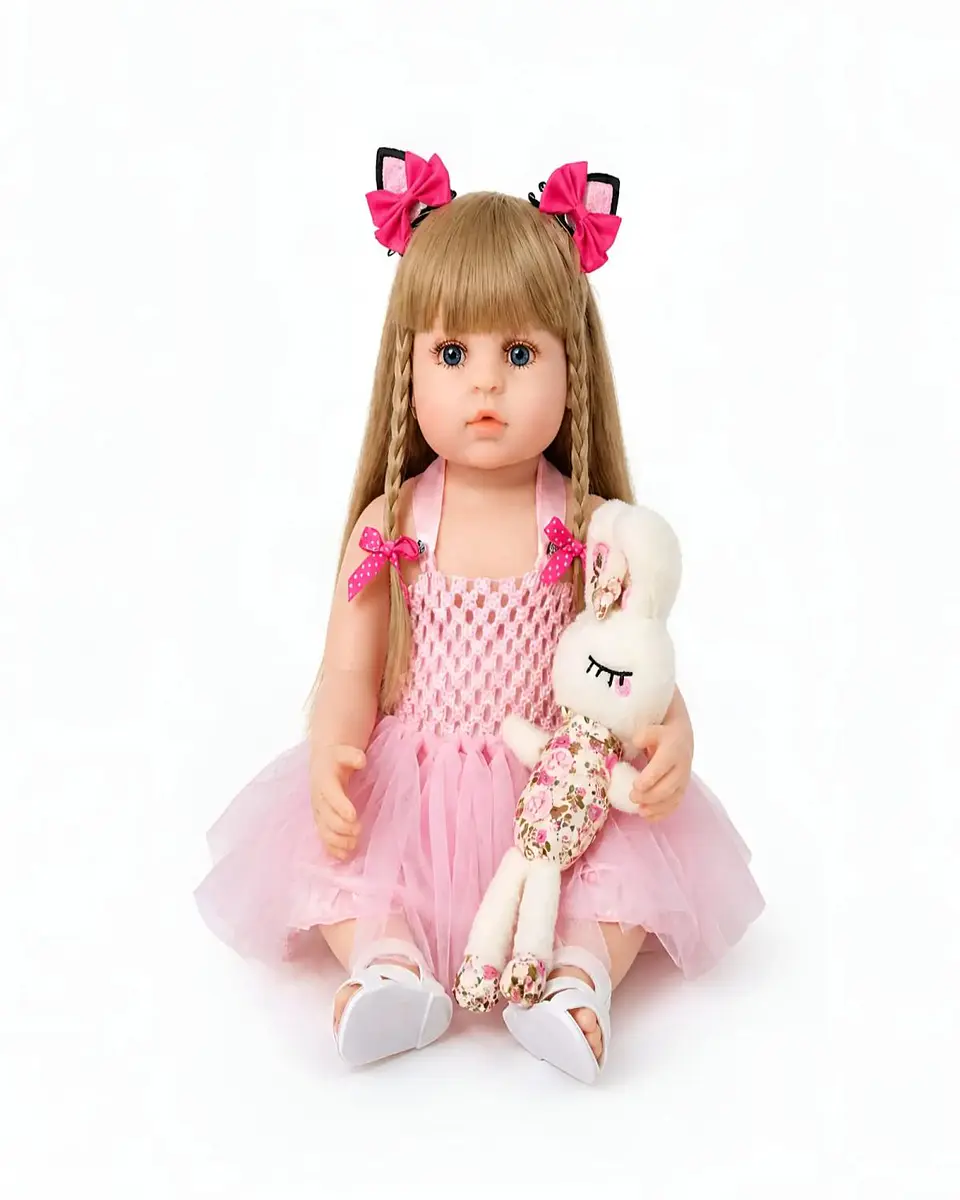 Muñeca Reborn Realista con Accesorios y Peluche de Conejo 6