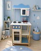 Cocina de Madera Infantil con Microondas y Horno - Celeste y Blanco - Miniatura 3