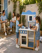 Cocina de Madera Infantil con Microondas y Horno - Celeste y Blanco - Miniatura 4