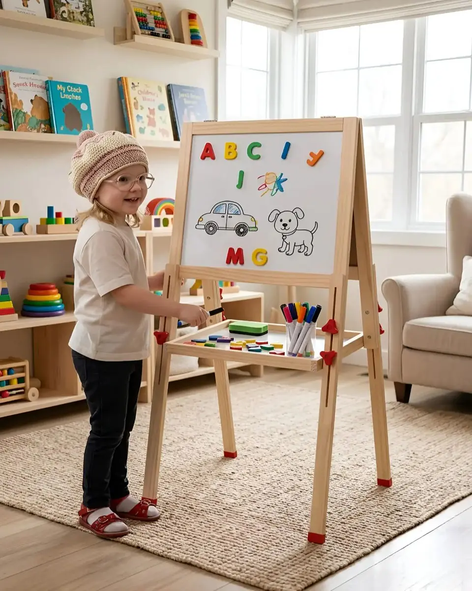 Pizarra Magnética Infantil Doble Lado - Ajustable y Didáctica 1