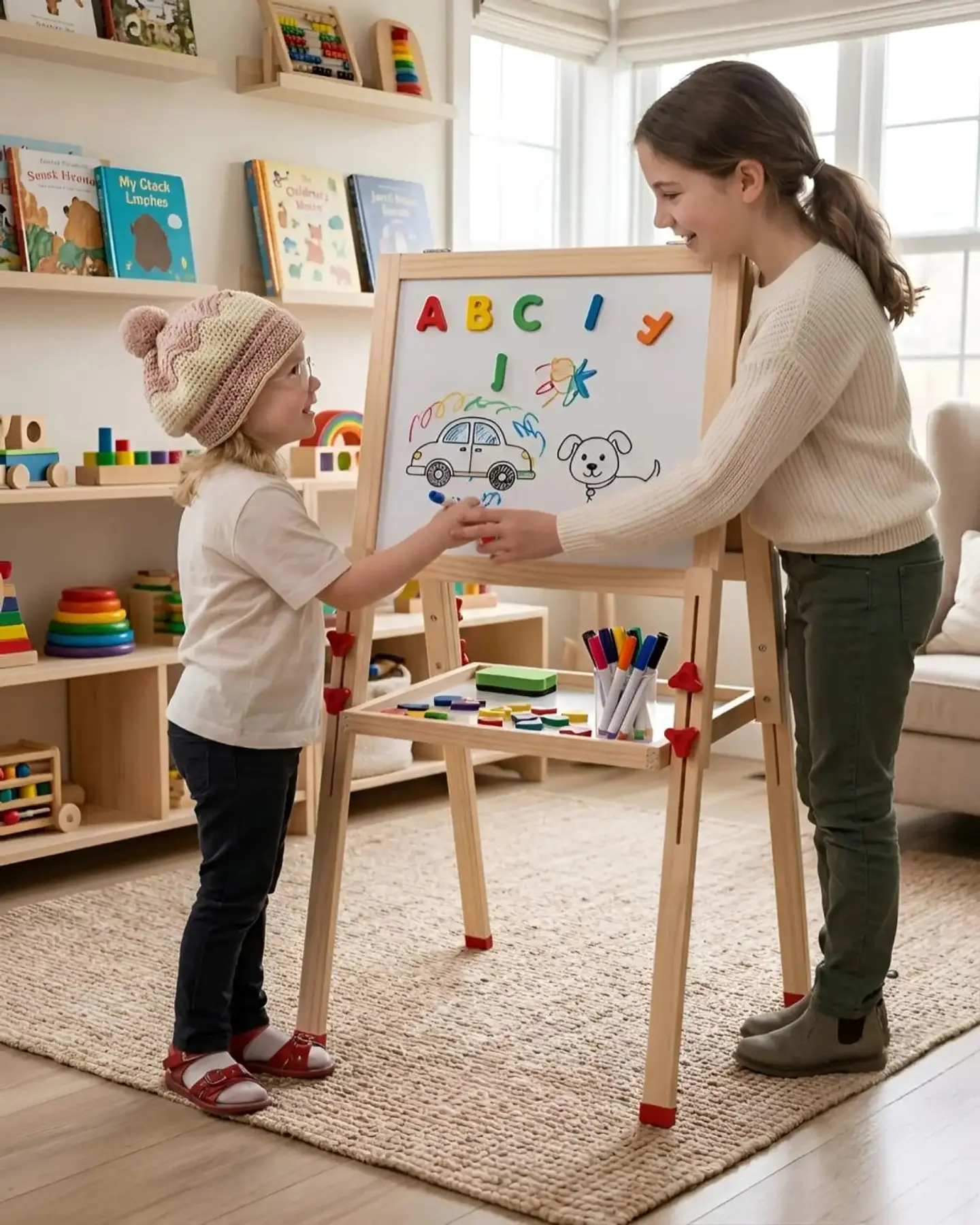 Pizarra Magnética Infantil Doble Lado - Ajustable y Didáctica 2