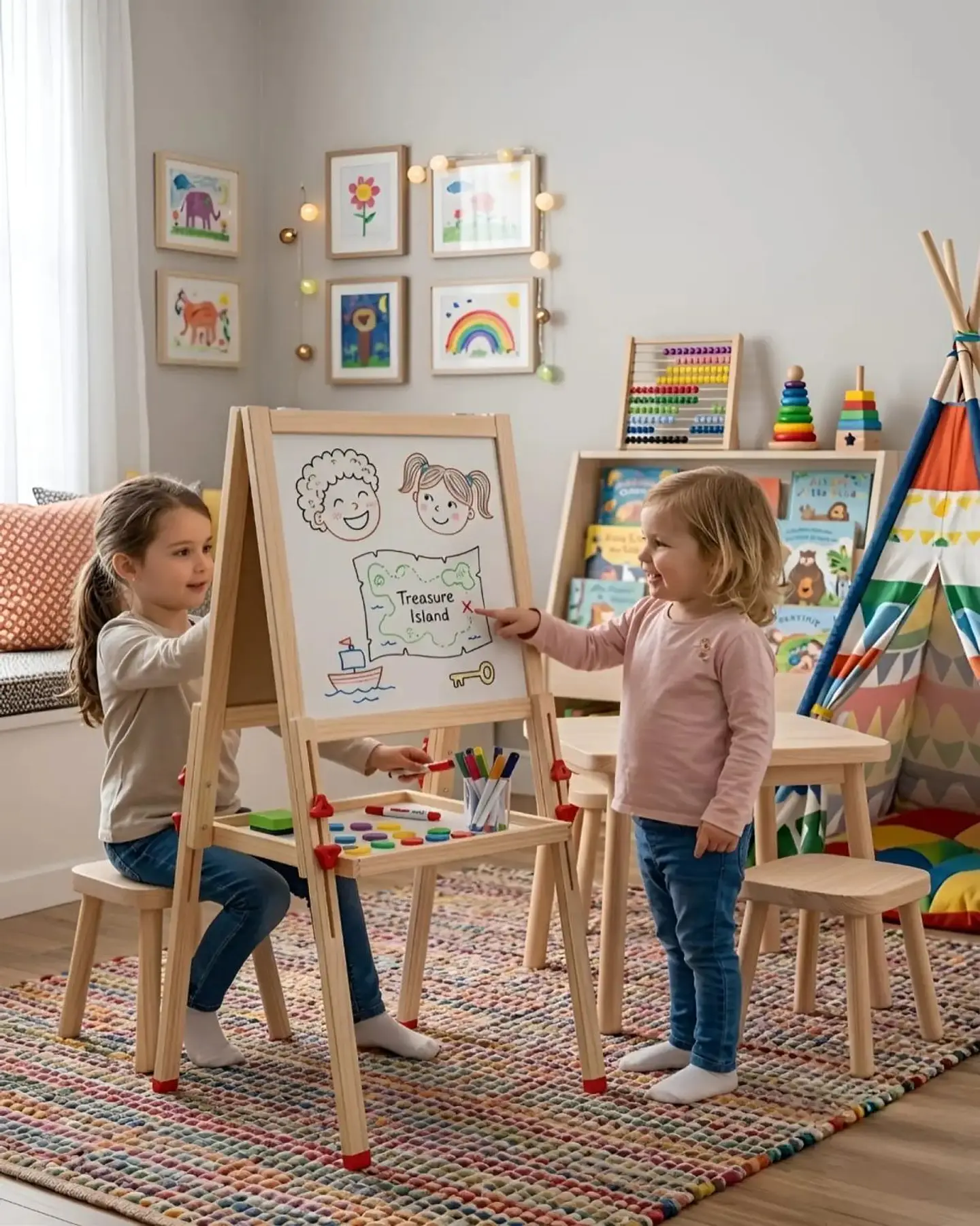 Pizarra Magnética Infantil Doble Lado - Ajustable y Didáctica 4