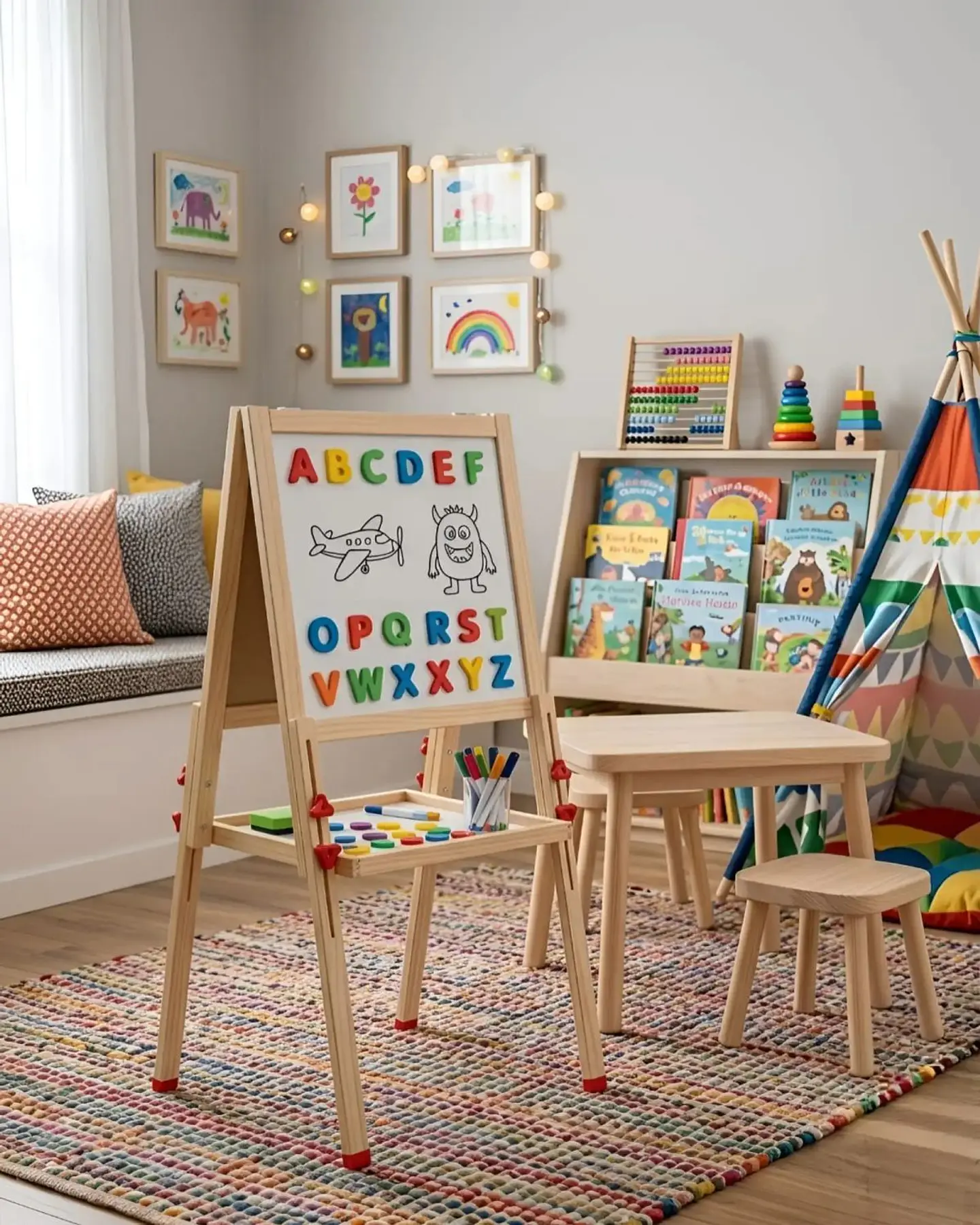 Pizarra Magnética Infantil Doble Lado - Ajustable y Didáctica 5