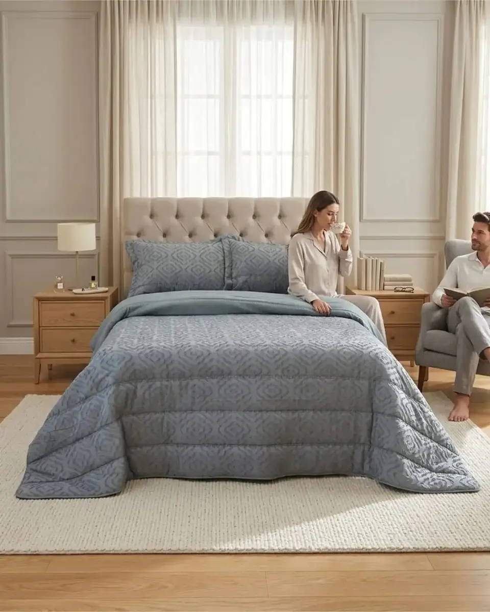 Plumón Ligero King Jacquard Sin Costuras 6