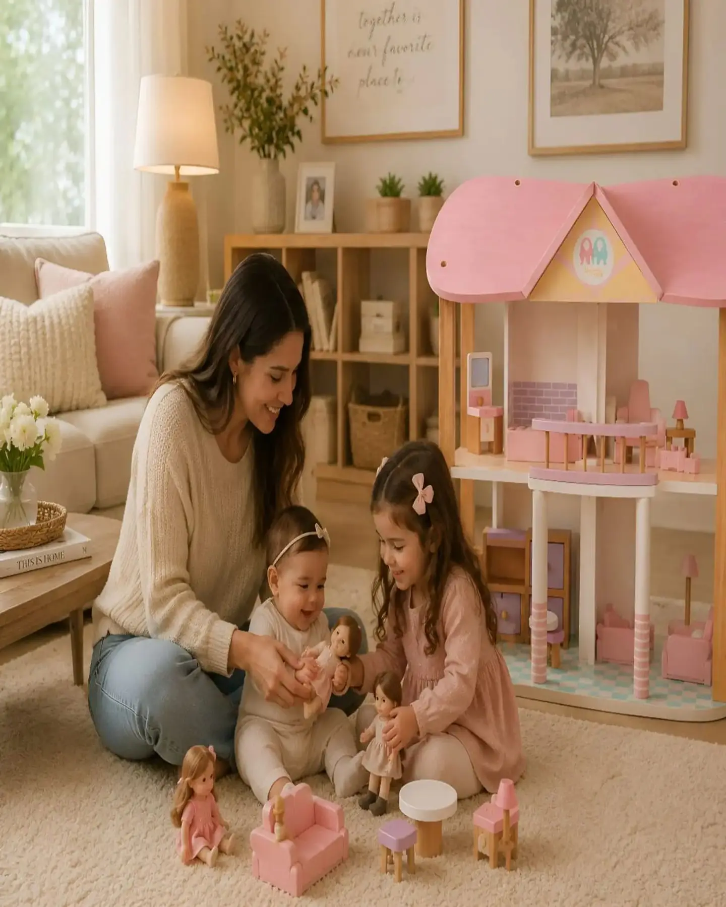 Casa de Muñecas de Madera con Muebles - Set de Juego Infantil 4
