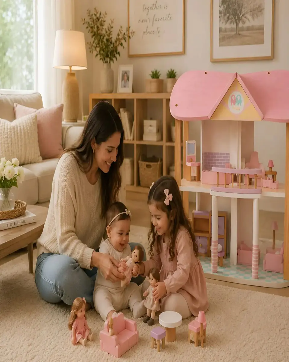Casa de Muñecas de Madera con Muebles - Set de Juego Infantil 4