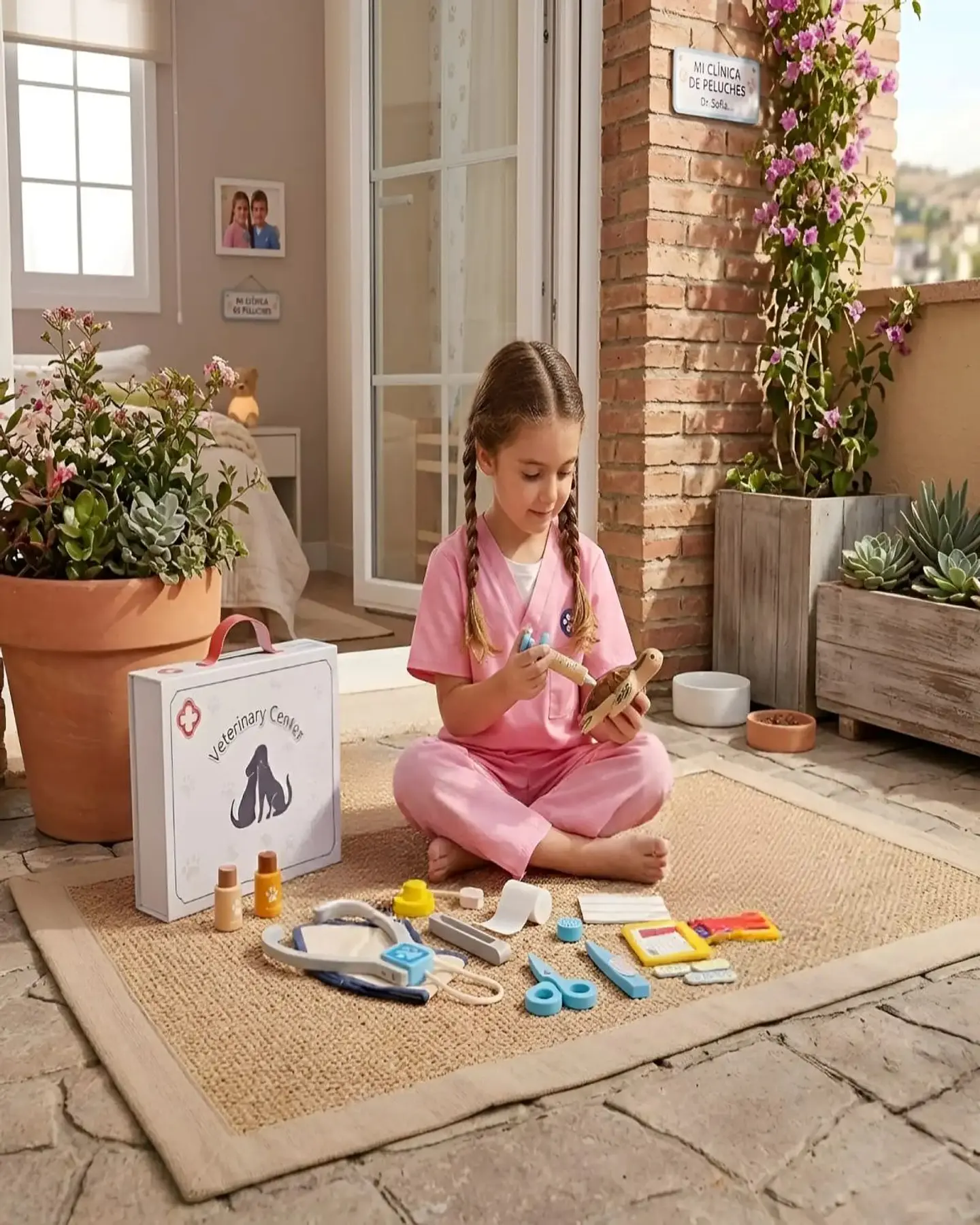 Set de Veterinaria de Juguete con Maletín y Accesorios de Madera 2