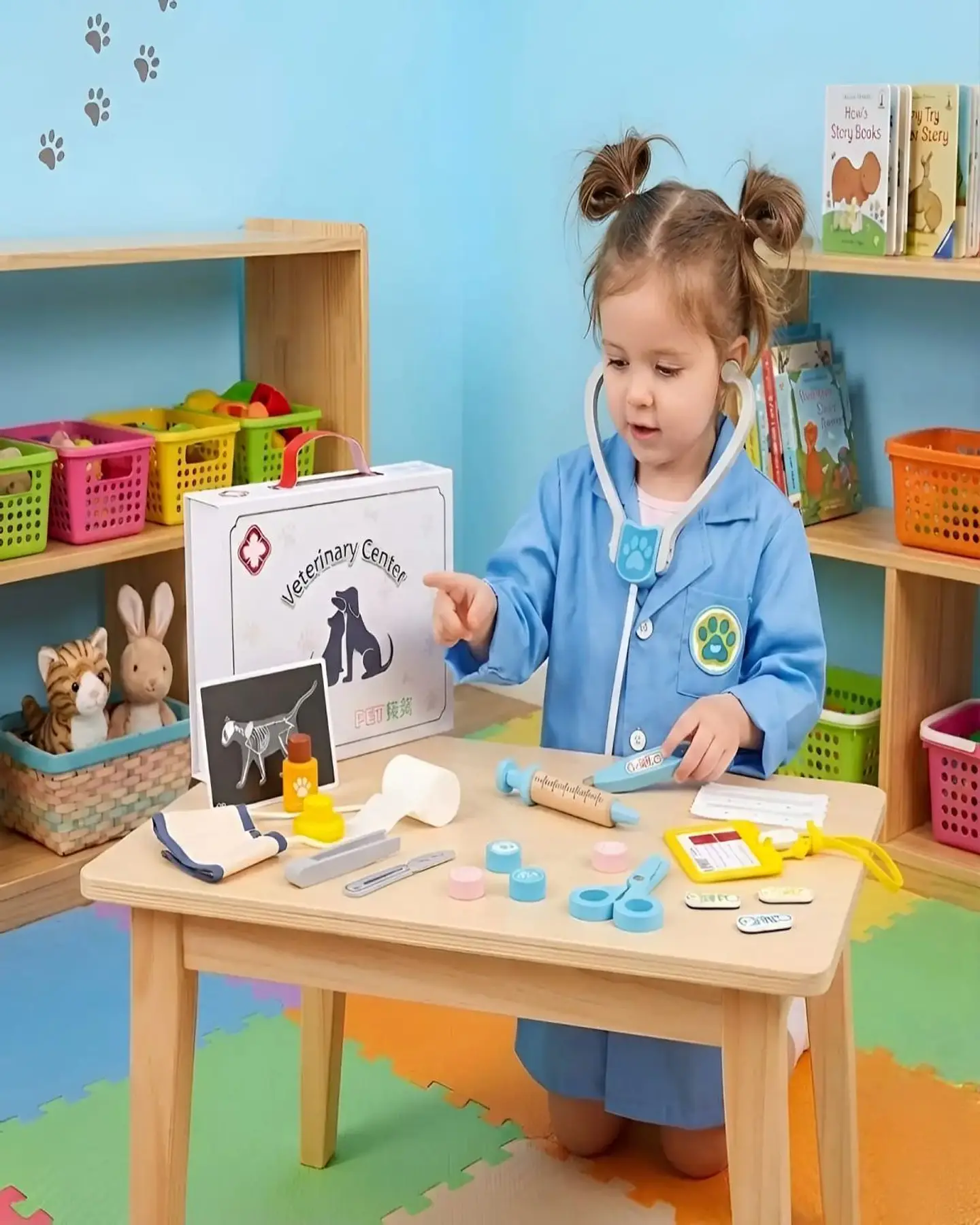Set de Veterinaria de Juguete con Maletín y Accesorios de Madera 3