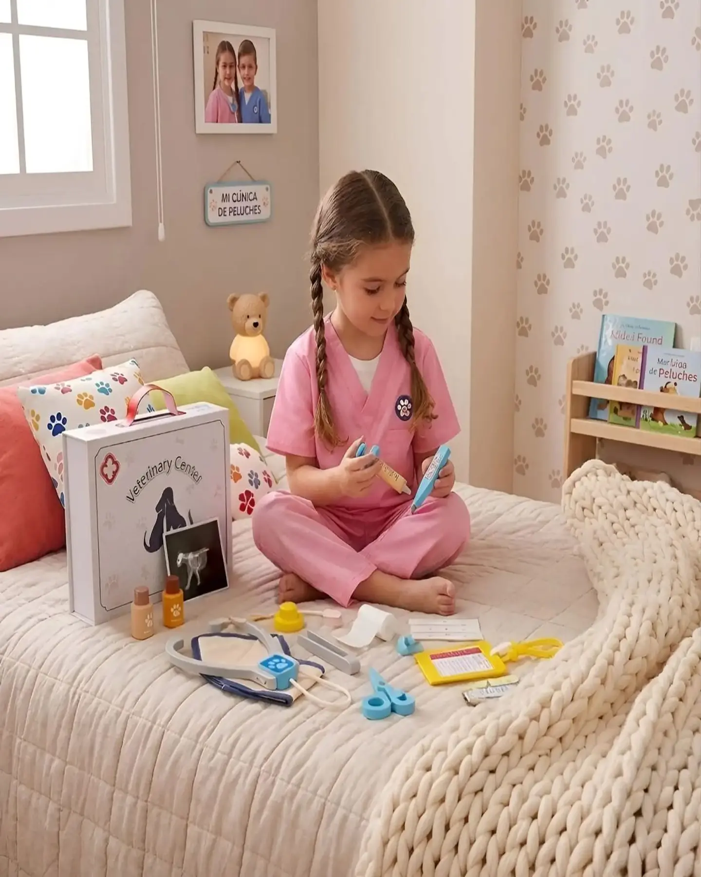 Set de Veterinaria de Juguete con Maletín y Accesorios de Madera 4