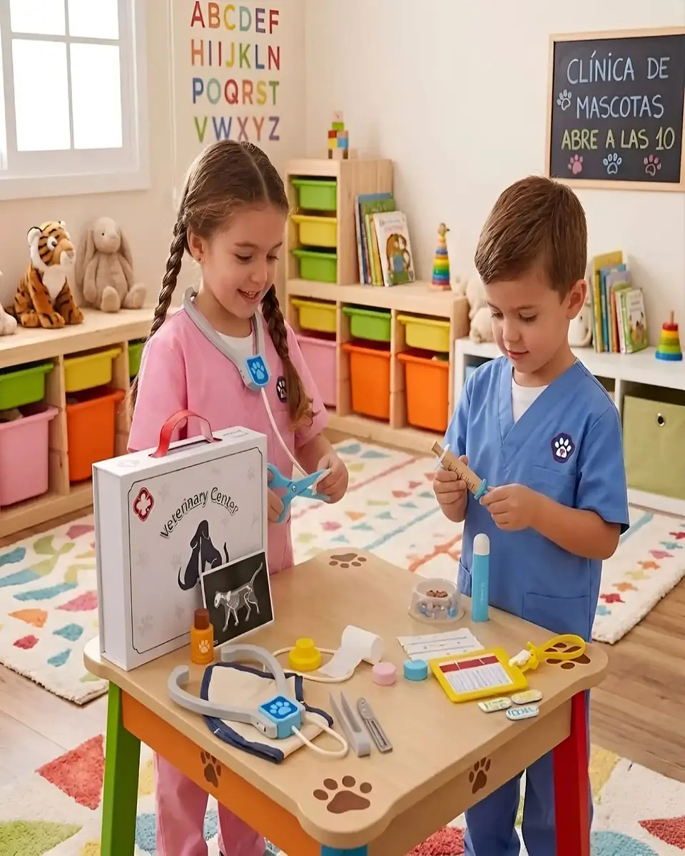 Set de Veterinaria de Juguete con Maletín y Accesorios de Madera 5