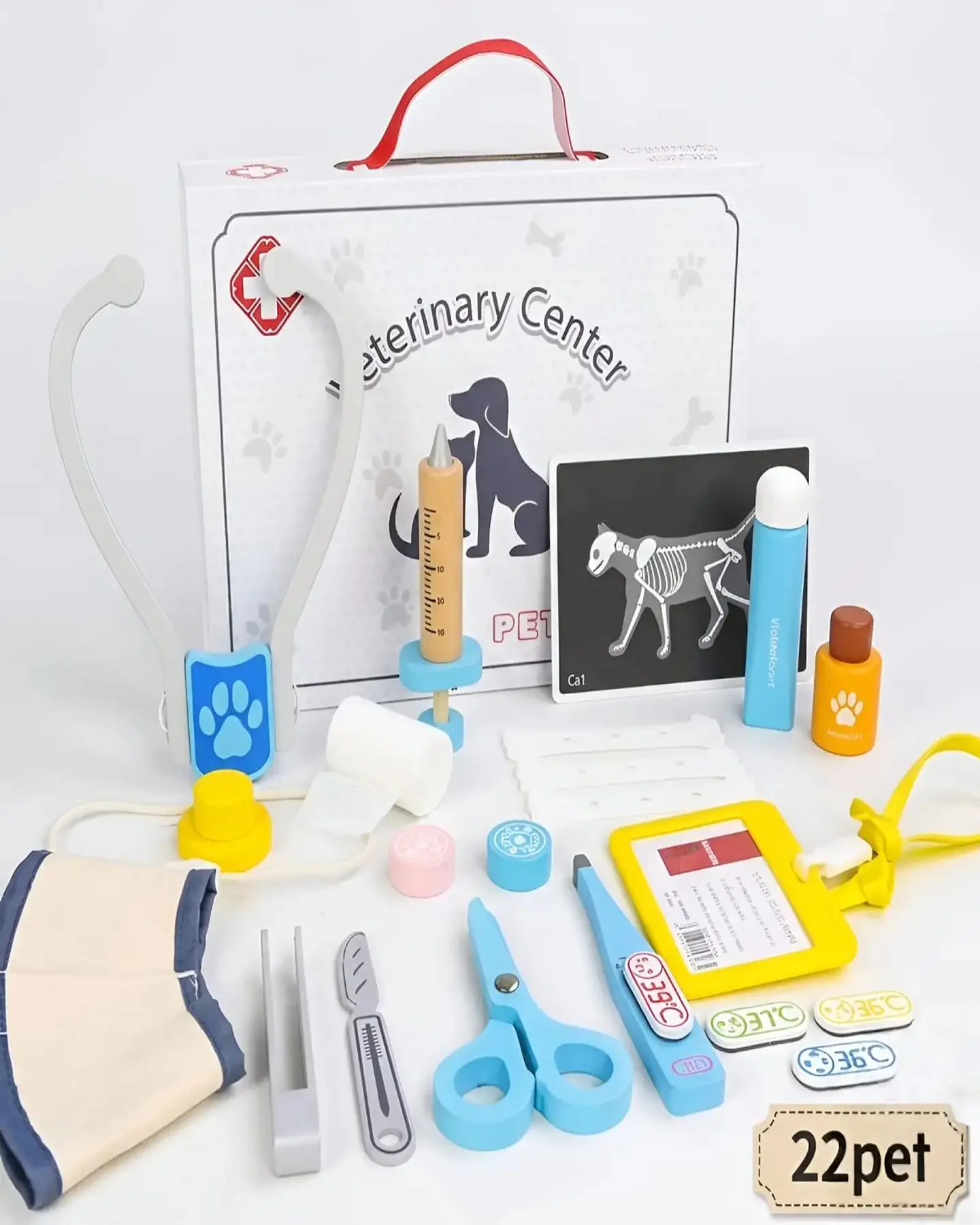 Set de Veterinaria de Juguete con Maletín y Accesorios de Madera 6