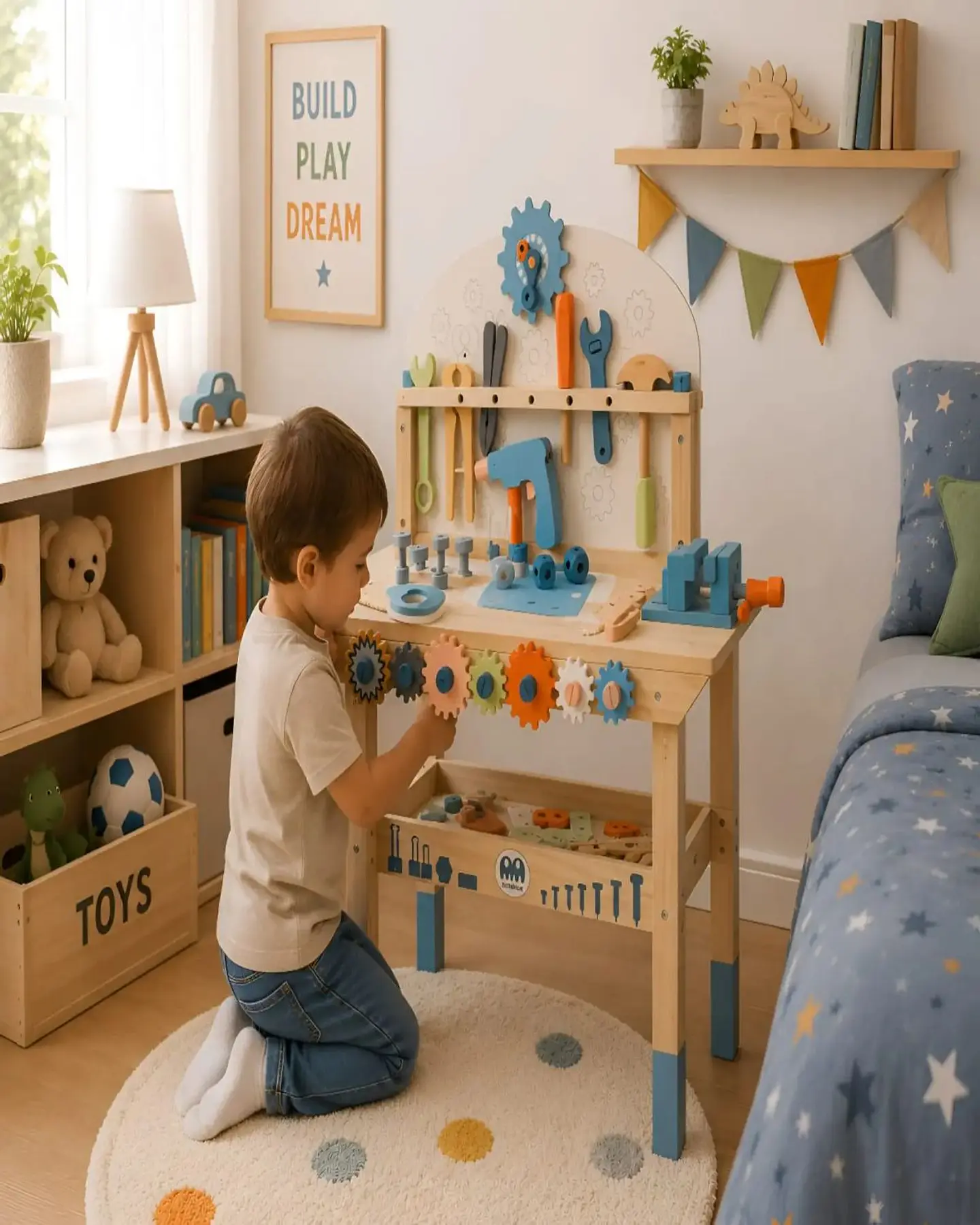 Banco de Herramientas de Madera para Niños - Taller de Construcción Educativo 2
