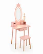 Tocador Infantil con Espejo LED, Cajones y Taburete - Rosa Nórdico - Miniatura 6