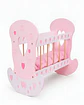 Cuna Mecedora de Madera para Muñecas - Diseño Corazones Rosa - Miniatura 6