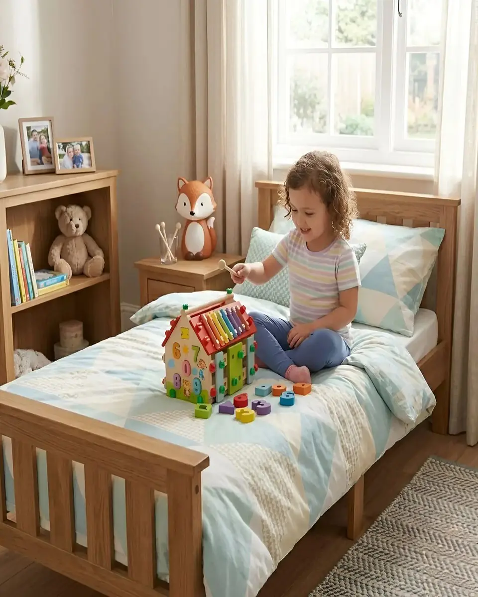 Juguete Didáctico de Madera Casa de Actividades Musical y Motricidad Fina 4