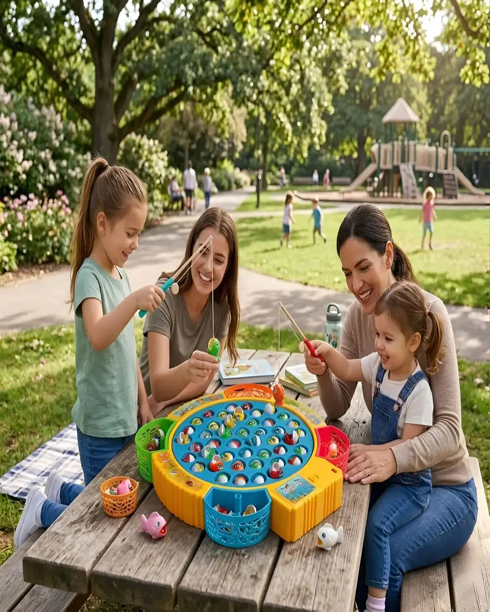 Juego de Pesca Musical Infantil Fishing Fun con Base Giratoria y Accesorios 2