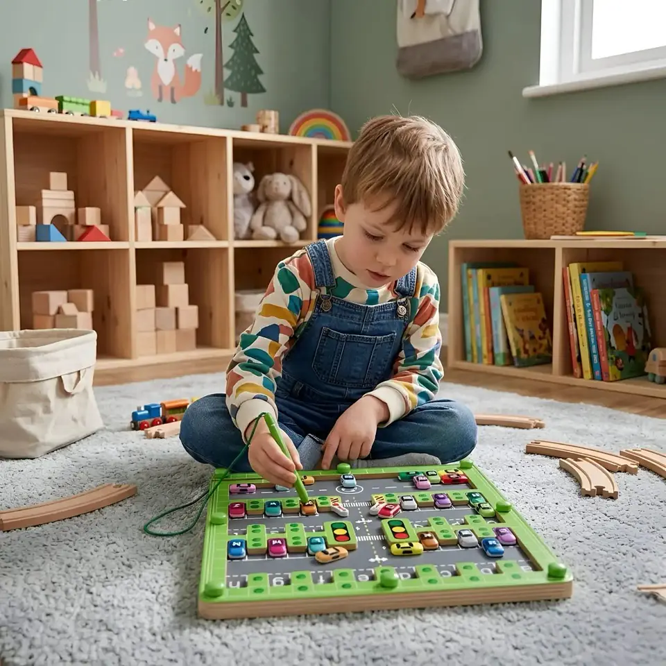 Laberinto Magnético de Madera Ciudad y Alfabeto Juguete Educativo Montessori 5