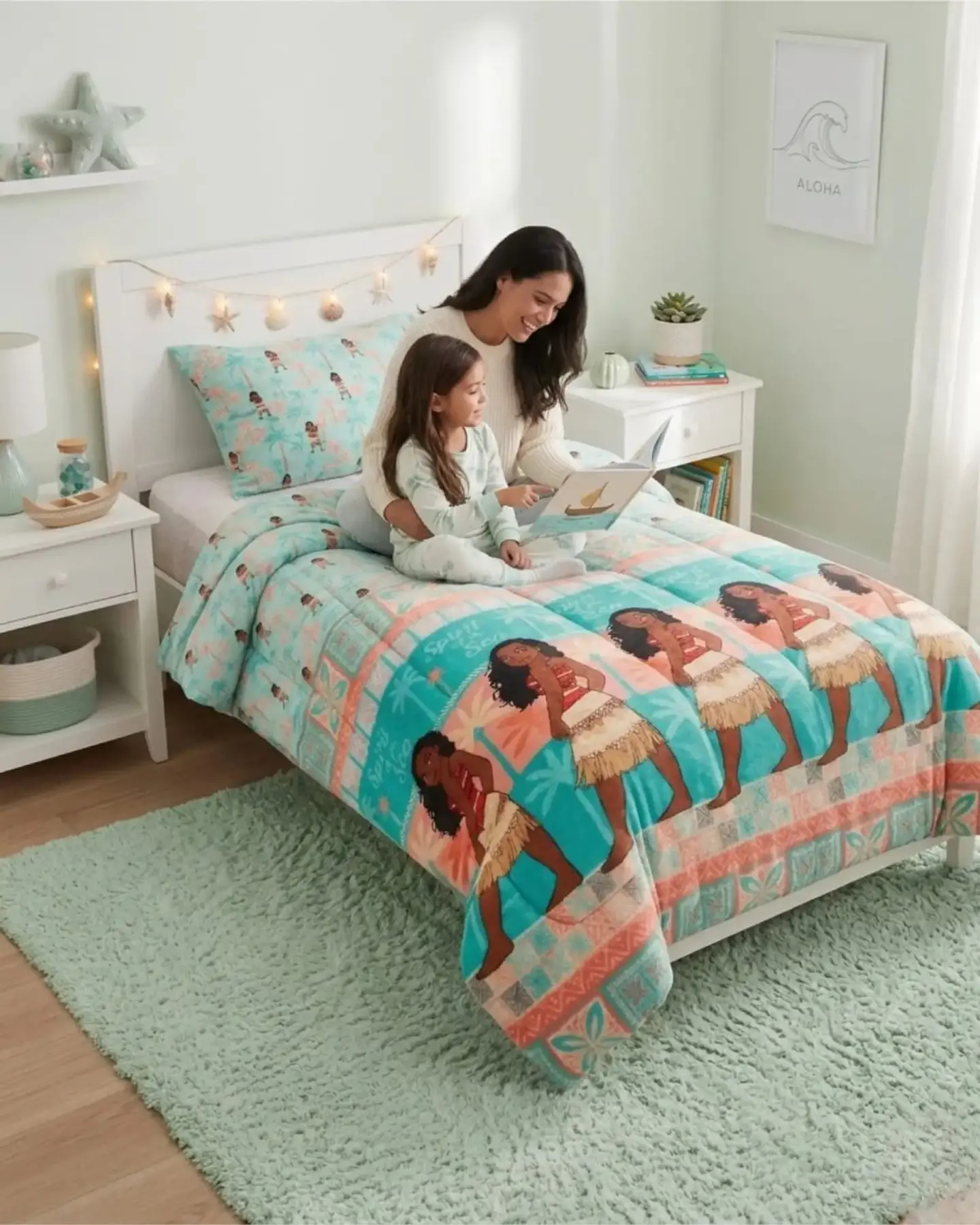 Cubrecama Plumon Infantil Diseño Tropical Turquesa Plaza y Media 1