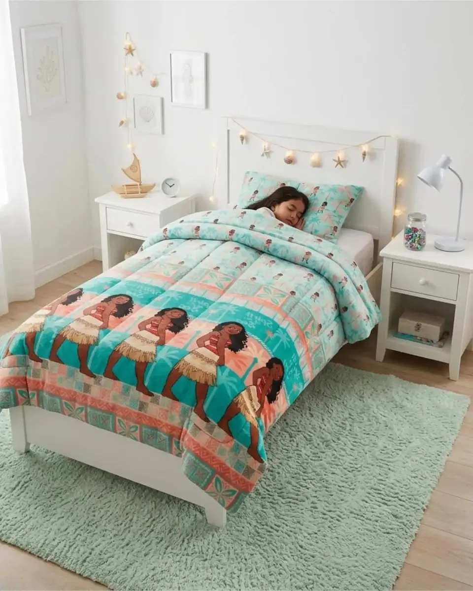 Cubrecama Plumon Infantil Diseño Tropical Turquesa Plaza y Media 3