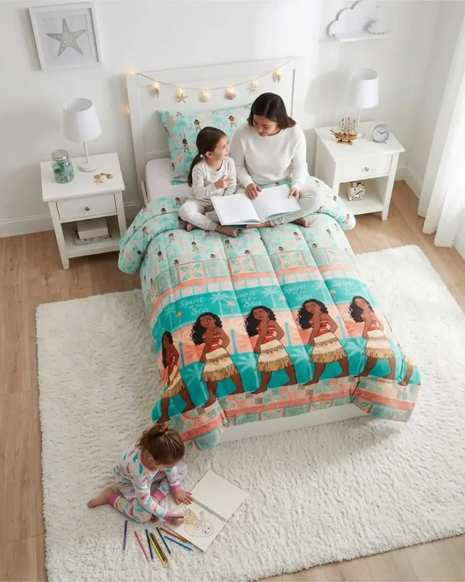 Cubrecama Plumon Infantil Diseño Tropical Turquesa Plaza y Media 5