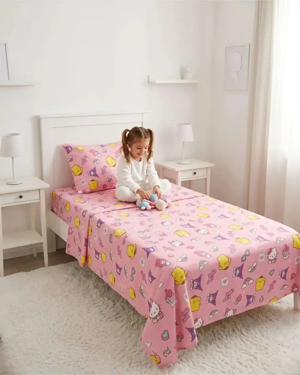 Sábanas de Cama Infantil con Funda Diseño Estampado Pastel 1